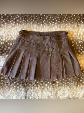Da-Nang Vintage Pleated Mini Wrap Skirt